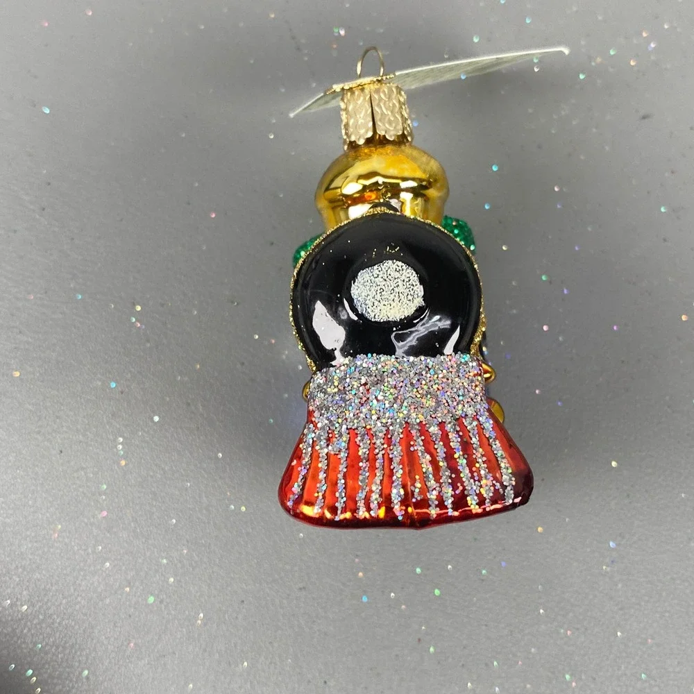 Old World Christmas Glass Ornaments Lot Frog Prince Train & Heart Glitter Set